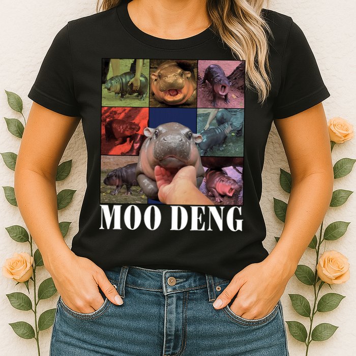 Funny Moo Deng Baby Pygmy Hippo Cute Zoo For Family Womens T-Shirt