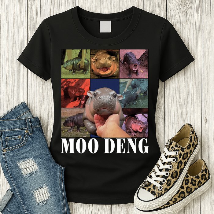 Funny Moo Deng Baby Pygmy Hippo Cute Zoo For Family Womens T-Shirt