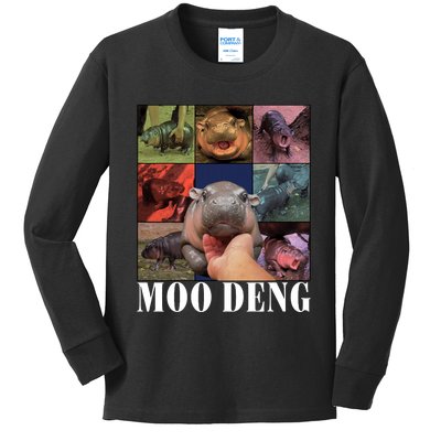 Funny Moo Deng Baby Pygmy Hippo Cute Zoo For Family Kids Long Sleeve Shirt