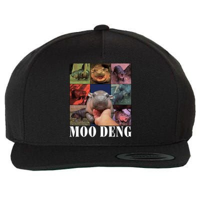 Funny Moo Deng Baby Pygmy Hippo Cute Zoo For Family Wool Snapback Cap