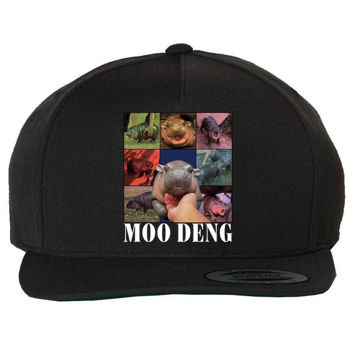 Funny Moo Deng Baby Pygmy Hippo Cute Zoo For Family Wool Snapback Cap