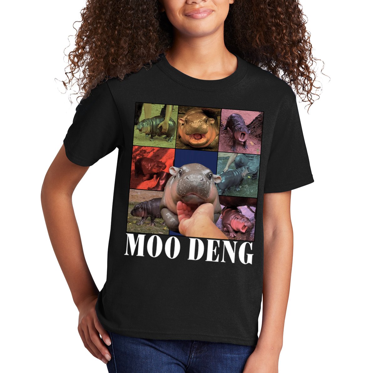 Funny Moo Deng Baby Pygmy Hippo Cute Zoo For Family Kids T-Shirt