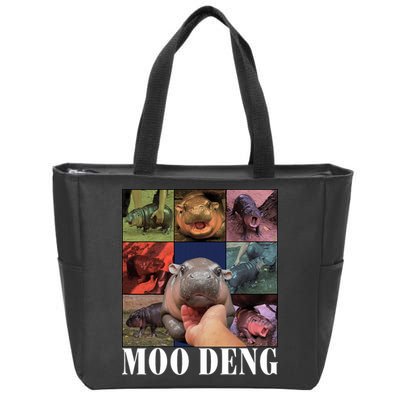 Funny Moo Deng Baby Pygmy Hippo Cute Zoo For Family Zip Tote Bag