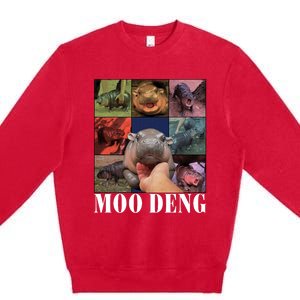 Funny Moo Deng Baby Pygmy Hippo Cute Zoo For Family Premium Crewneck Sweatshirt