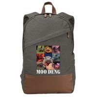 Funny Moo Deng Baby Pygmy Hippo Cute Zoo For Family Cotton Canvas Backpack
