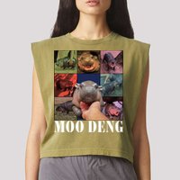 Funny Moo Deng Baby Pygmy Hippo Cute Zoo For Family Garment-Dyed Women's Muscle Tee