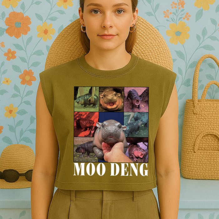 Funny Moo Deng Baby Pygmy Hippo Cute Zoo For Family Garment-Dyed Women's Muscle Tee