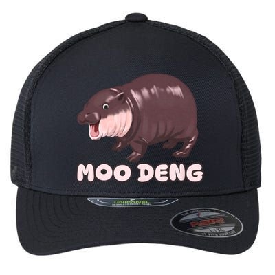 Funny Moo Deng Bouncy Pig The Cute Baby Flexfit Unipanel Trucker Cap