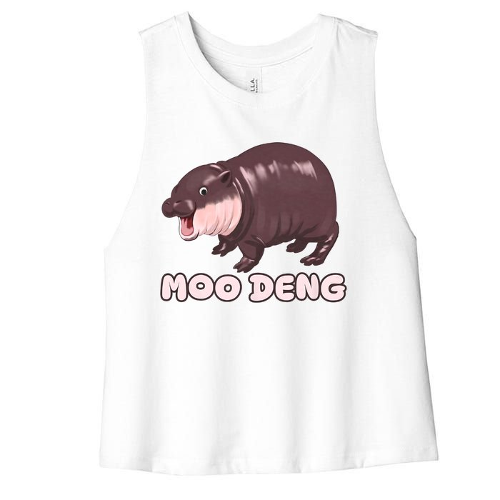 Funny Moo Deng Bouncy Pig The Cute Baby Women's Racerback Cropped Tank