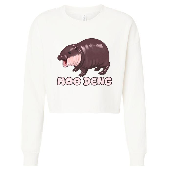 Funny Moo Deng Bouncy Pig The Cute Baby Cropped Pullover Crew