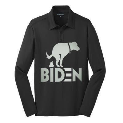 funny my dog hates joe biden i love my dog anti joe biden Silk Touch Performance Long Sleeve Polo