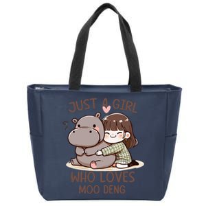 Funny Moo Deng Quote Just A Girl Who Loves Moo Deng Cool Zip Tote Bag