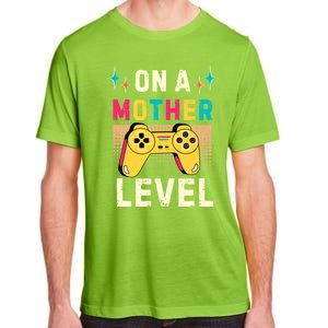 Funny Mothers Day Gamer Mom Gaming On A Mother Level Up Game Gift Adult ChromaSoft Performance T-Shirt