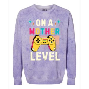 Funny Mothers Day Gamer Mom Gaming On A Mother Level Up Game Gift Colorblast Crewneck Sweatshirt