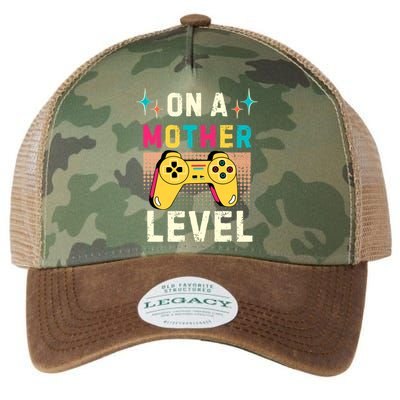 Funny Mothers Day Gamer Mom Gaming On A Mother Level Up Game Gift Legacy Tie Dye Trucker Hat