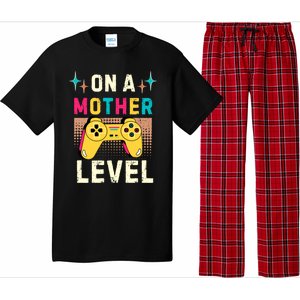 Funny Mothers Day Gamer Mom Gaming On A Mother Level Up Game Gift Pajama Set