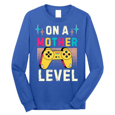 Funny Mothers Day Gamer Mom Gaming On A Mother Level Up Game Gift Long Sleeve Shirt