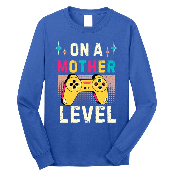 Funny Mothers Day Gamer Mom Gaming On A Mother Level Up Game Gift Long Sleeve Shirt