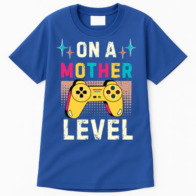 Funny Mothers Day Gamer Mom Gaming On A Mother Level Up Game Gift Tall T-Shirt