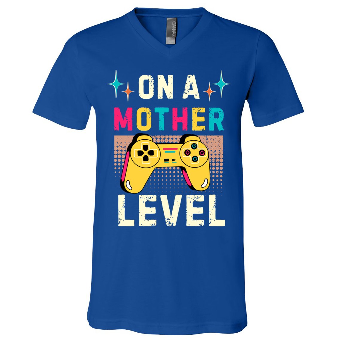 Funny Mothers Day Gamer Mom Gaming On A Mother Level Up Game Gift V-Neck T-Shirt