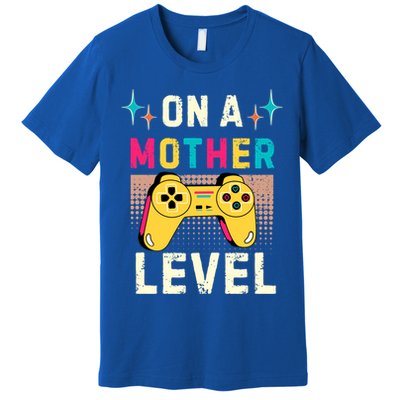 Funny Mothers Day Gamer Mom Gaming On A Mother Level Up Game Gift Premium T-Shirt