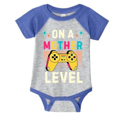 Funny Mothers Day Gamer Mom Gaming On A Mother Level Up Game Gift Infant Baby Jersey Bodysuit