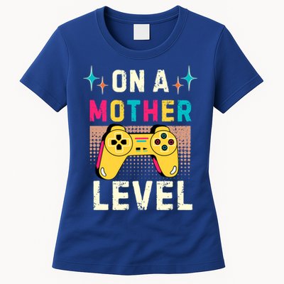 Funny Mothers Day Gamer Mom Gaming On A Mother Level Up Game Gift Womens T-Shirt