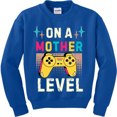 Funny Mothers Day Gamer Mom Gaming On A Mother Level Up Game Gift Kids Sweatshirt