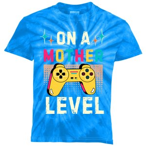 Funny Mothers Day Gamer Mom Gaming On A Mother Level Up Game Gift Kids Tie-Dye T-Shirt