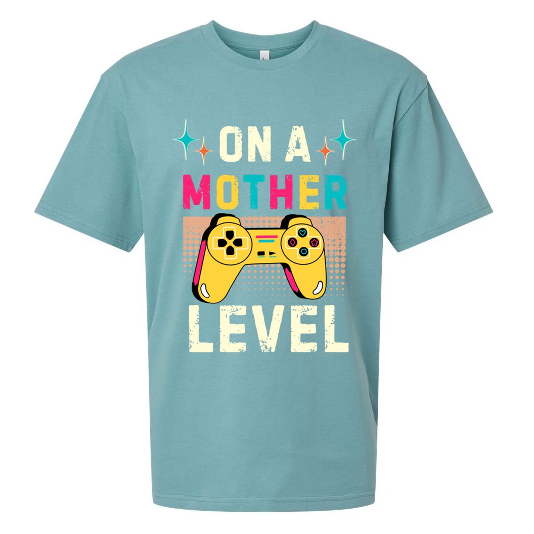 Funny Mothers Day Gamer Mom Gaming On A Mother Level Up Game Gift Sueded Cloud Jersey T-Shirt