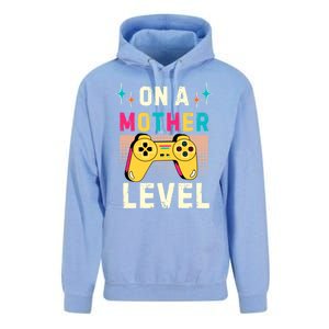 Funny Mothers Day Gamer Mom Gaming On A Mother Level Up Game Gift Unisex Surf Hoodie