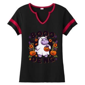 Funny Moo Deng Cute Baby Pygmy Hippo Pig Thai Halloween Ladies Halftime Notch Neck Tee