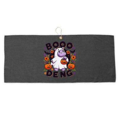 Funny Moo Deng Cute Baby Pygmy Hippo Pig Thai Halloween Large Microfiber Waffle Golf Towel