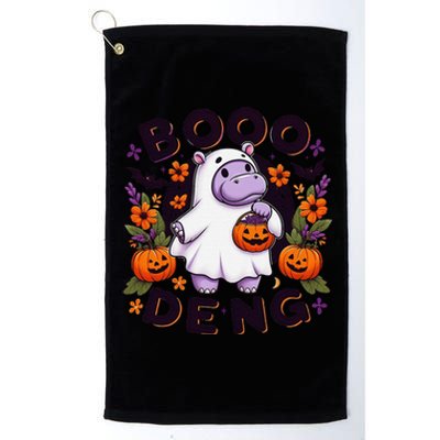 Funny Moo Deng Cute Baby Pygmy Hippo Pig Thai Halloween Platinum Collection Golf Towel