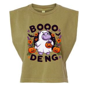 Funny Moo Deng Cute Baby Pygmy Hippo Pig Thai Halloween Garment-Dyed Women's Muscle Tee