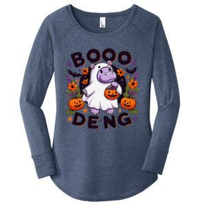 Funny Moo Deng Cute Baby Pygmy Hippo Pig Thai Halloween Women's Perfect Tri Tunic Long Sleeve Shirt