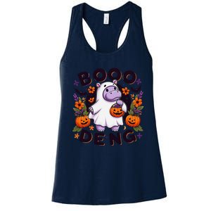 Funny Moo Deng Cute Baby Pygmy Hippo Pig Thai Halloween Women's Racerback Tank