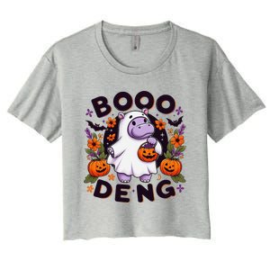 Funny Moo Deng Cute Baby Pygmy Hippo Pig Thai Halloween Women's Crop Top Tee