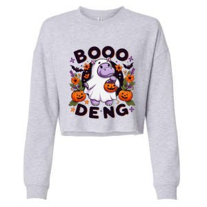 Funny Moo Deng Cute Baby Pygmy Hippo Pig Thai Halloween Cropped Pullover Crew