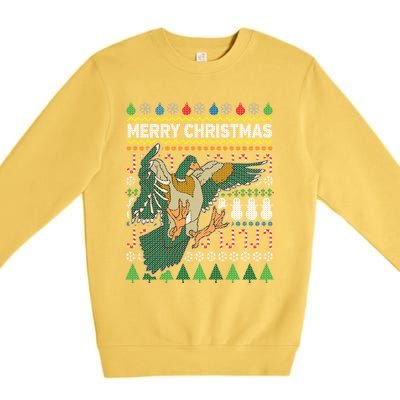 Flying Mallard Duck Merry Christmas Ugly Xmas Design Gift Premium Crewneck Sweatshirt