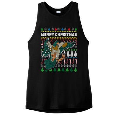 Flying Mallard Duck Merry Christmas Ugly Xmas Design Gift Ladies PosiCharge Tri-Blend Wicking Tank