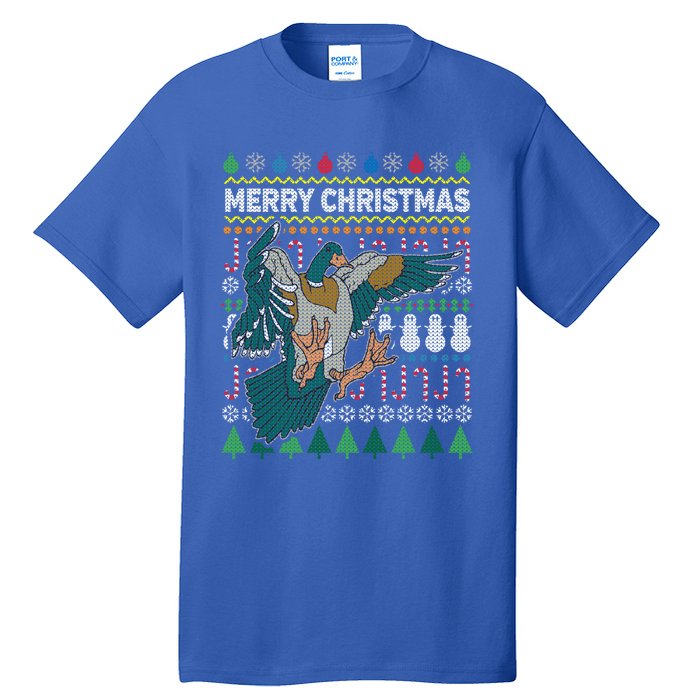 Flying Mallard Duck Merry Christmas Ugly Xmas Design Gift Tall T-Shirt