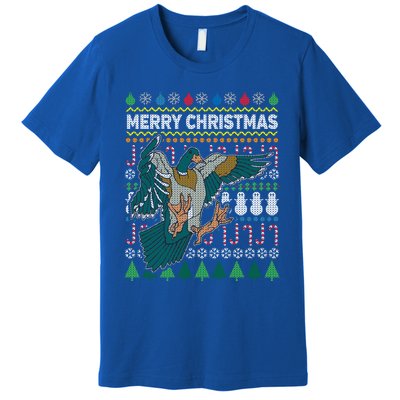 Flying Mallard Duck Merry Christmas Ugly Xmas Design Gift Premium T-Shirt