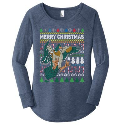 Flying Mallard Duck Merry Christmas Ugly Xmas Design Gift Women's Perfect Tri Tunic Long Sleeve Shirt