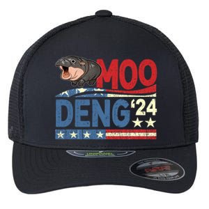 Funny Moo Deng Bouncy Pig The Cute Baby Flexfit Unipanel Trucker Cap