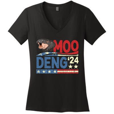 Funny Moo Deng Bouncy Pig The Cute Baby Women's V-Neck T-Shirt