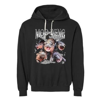 Funny Moo Deng Baby Pygmy Hippo Cute Zoo For Family Garment-Dyed Fleece Hoodie