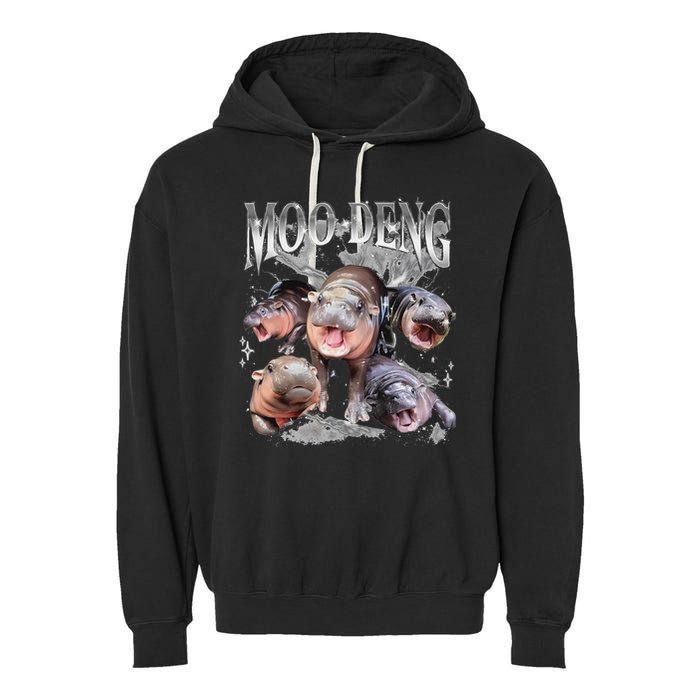 Funny Moo Deng Baby Pygmy Hippo Cute Zoo For Family Garment-Dyed Fleece Hoodie