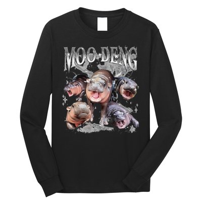 Funny Moo Deng Baby Pygmy Hippo Cute Zoo For Family Long Sleeve Shirt