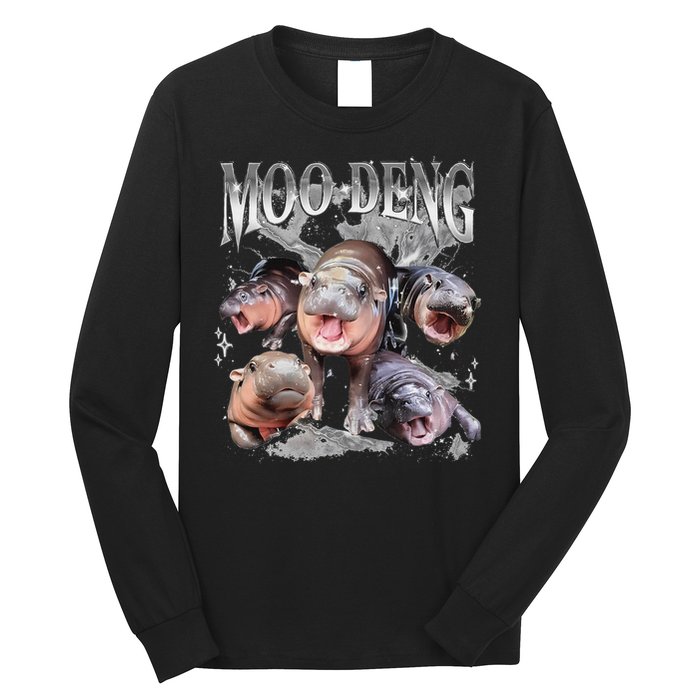 Funny Moo Deng Baby Pygmy Hippo Cute Zoo For Family Long Sleeve Shirt